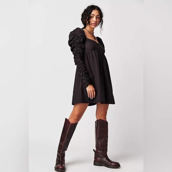 Free People Dresses & Skirts - Free People Lindsay Rose Babydoll 100% Cotton Dress in Black Size L